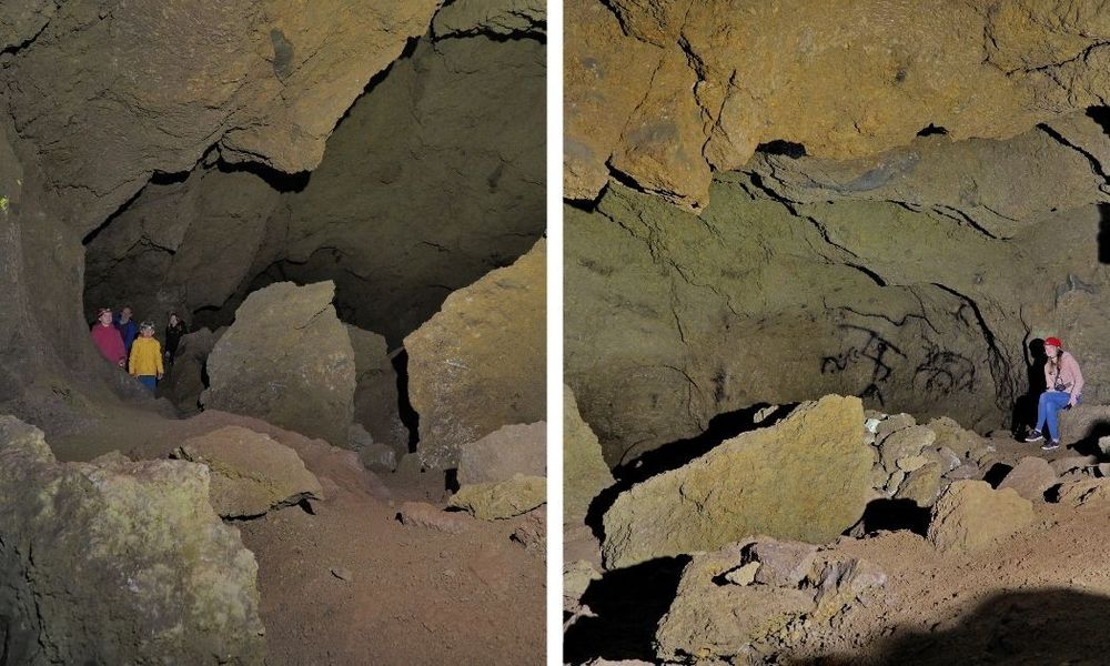Kinder in Höhle. 