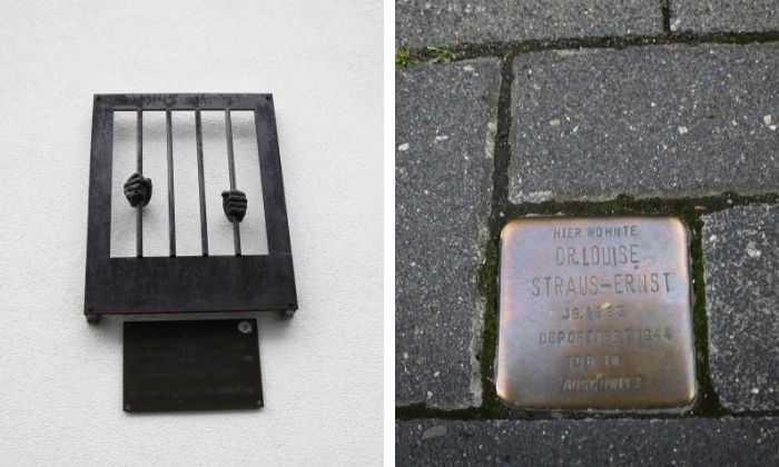 Denkmal in der Sülzburgstraße und Stolperstein in der Emmastraße in Sülz © Hanka Meves-Fricke