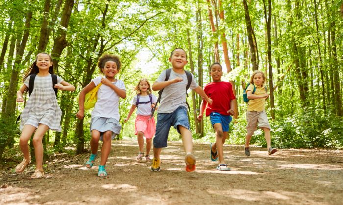 Kinder die in der Natur unterwegs sind